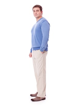adult caucasian man in casual outfit isolated on white background