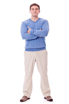 adult caucasian man in casual outfit isolated on white background