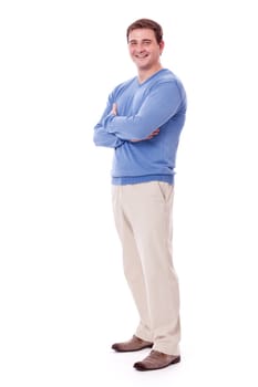 adult caucasian man in casual outfit isolated on white background