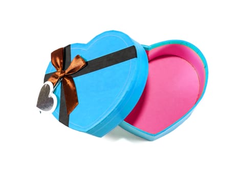 Blue Heart-shaped box in heart shape on white background