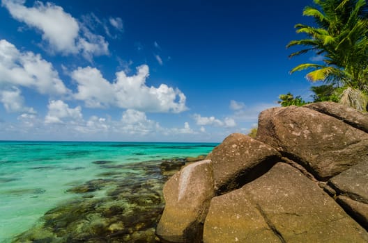 View of beautiful clear Caribbean water in San Andres y Providencia, Colombia