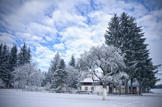Austrian Farmhouse in Winter