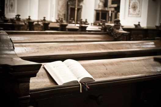 Open Hymnal inside of an austrian Church