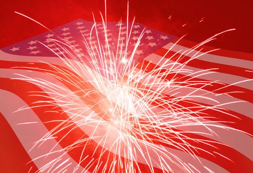 Fourth of July holiday background with fireworks