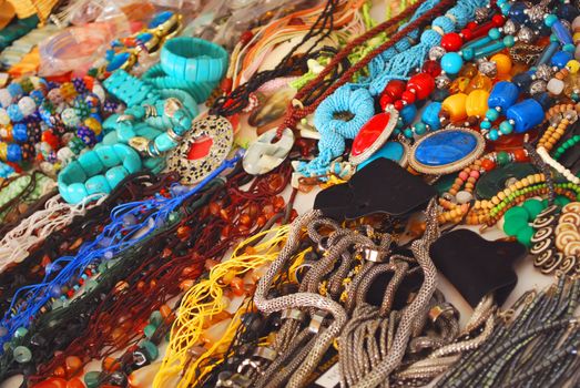 Collection of Colorful Necklace at Market Place