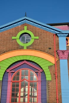 Painted multicolored Brick Building