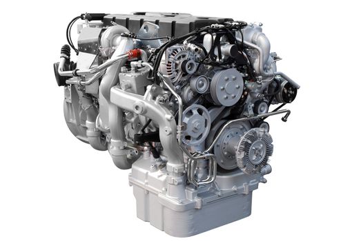 Heavy truck engine isolated on white