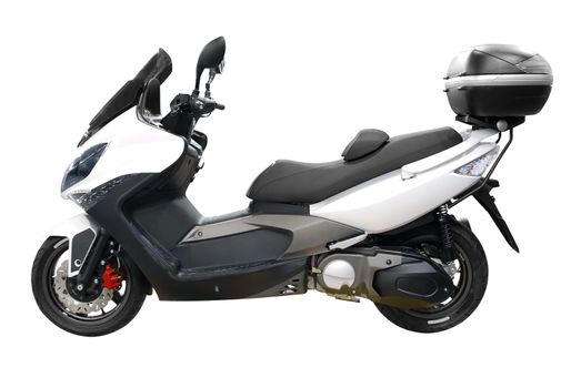 White city scooter with trunk isolated