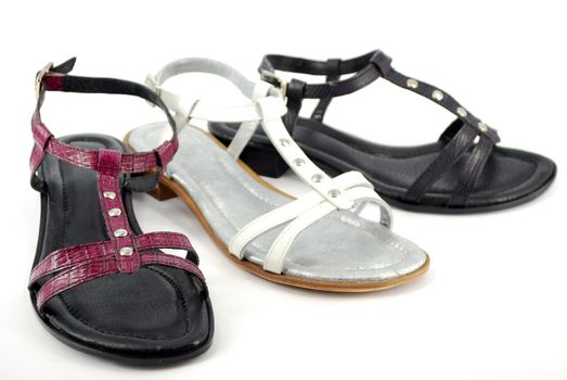 Summer woman sandals on white