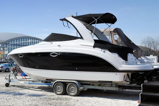 Luxury yacht ready for transport