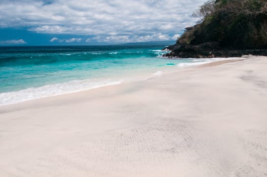 Beach with white sand. Padangbai, Bali, Indonesia.