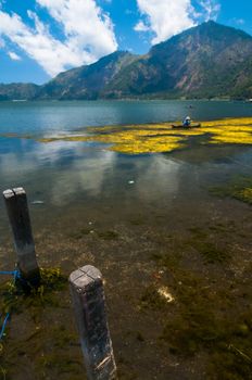 Landscape of Batur volcano and lake Batur. Bali island, Indonesia