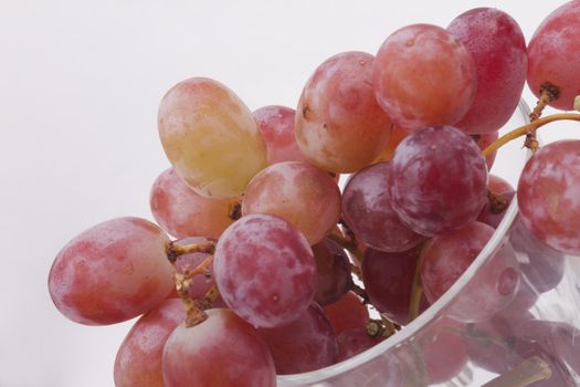 Fresh red grapes on white background