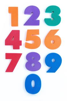 colourful number Rubber alphabet  isolated on white background