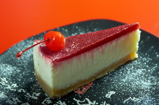 Chinese Style .cheesecake with chocolate .closeup