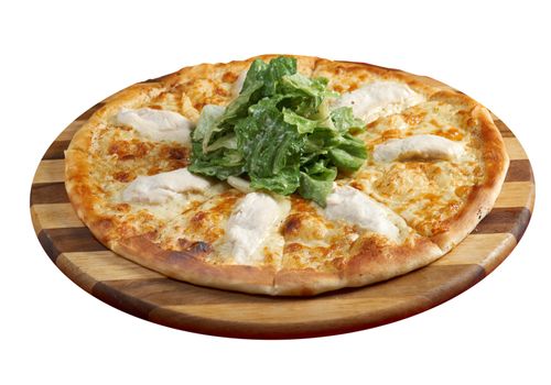 Pizwith meat chicken. italian kitchen. Studio