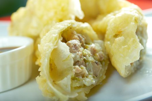 Tempura Maki Sushi - Roll made  c vegetable and meat