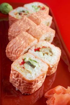 Maki Sushi - Roll made of Tuna, Salmon, Eel, Cream Cheese