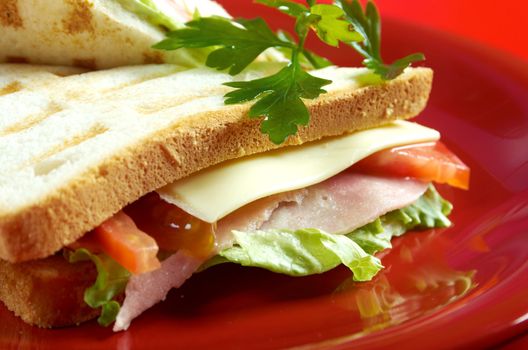  sandwiches with cheese and ham .Studio