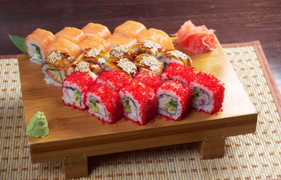 set of japanese sushi. traditional japanese food