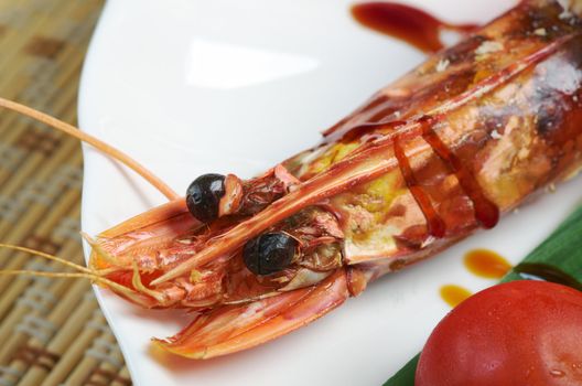 Royal tiger shrimps.Chinese style 