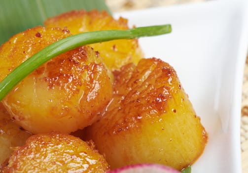 Baked scallops. traditional japanese food