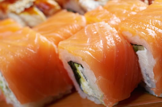 set of japanese sushi. traditional japanese food