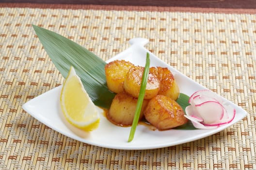 Baked scallops. traditional japanese food