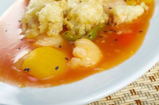 Japanese cuisine .Seafood tempura vegetable