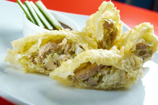 Tempura Maki Sushi - Roll made  c vegetable and meat