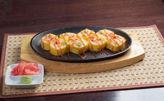 Japanese fried tempura  sushi  .traditional japanese food