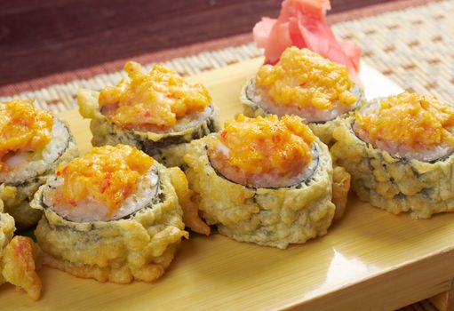 Japanese fried tempura  sushi  .traditional japanese food