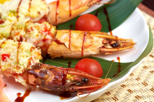 Royal tiger shrimps.Chinese style 
