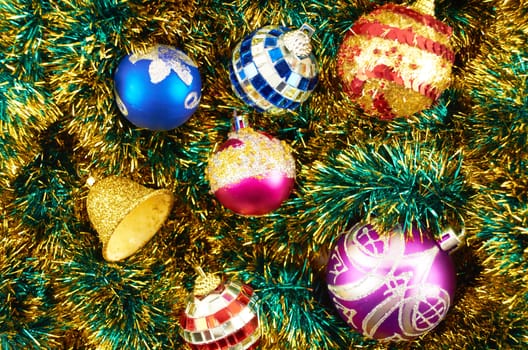 Hill colorful ornaments for New Year holiday