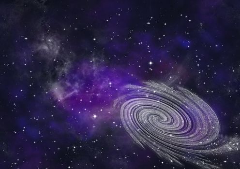 Stars and spiral galaxy in a free space