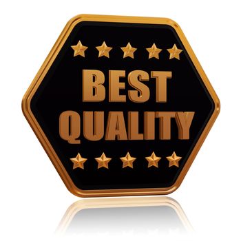 best quality - 3d black golden hexagon button with text and five stars