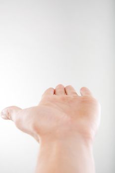 An image of open hand on white background