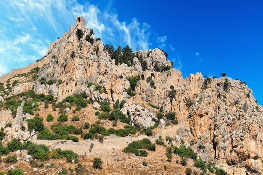 Monastery Saint Hilarion Castle on mountain in Cyprus.