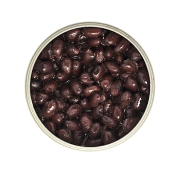 Can of black beans isolated from above.