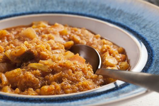 Fresh homemade quinoa stew with fresh vegetables.