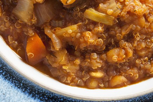 Fresh homemade quinoa stew with fresh vegetables.