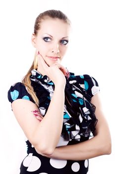 Close-up portrait of sexy caucasian young woman with beautiful blue eyes
