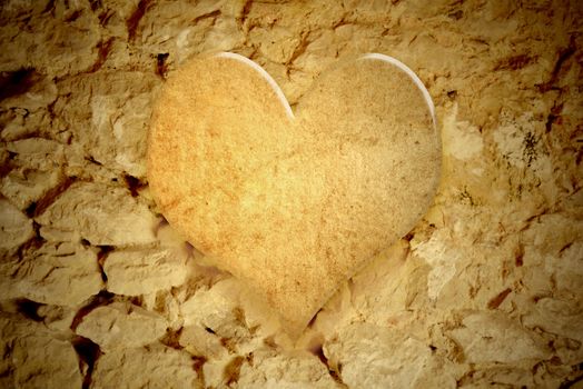 background heart in a stone wall