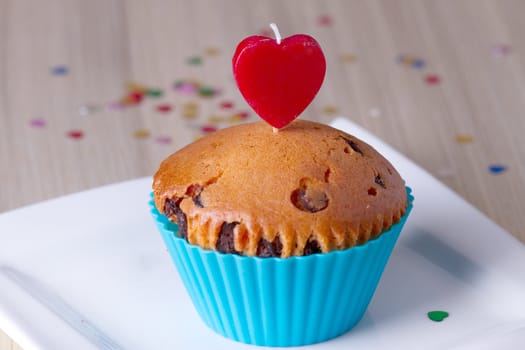 Cute Chocolate Cupcake  Pink Heart on Top