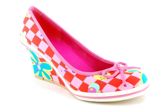 Woman summer colorful shoe studio shot