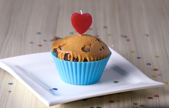 Cute Chocolate Cupcake  Pink Heart on Top