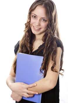 Nice executive secretary holding a working folder
