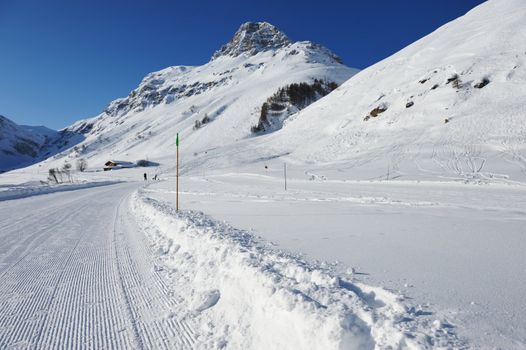Mountains with snow in winter, Val-d'Isere, Alps, France