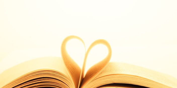 opened book and heart shape