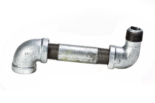 Metal water pipe on white background
